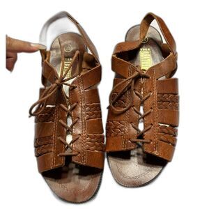 The Leather Collection Sandals Size 7.5 Made in Brazil Gladiator Jesus Sandals